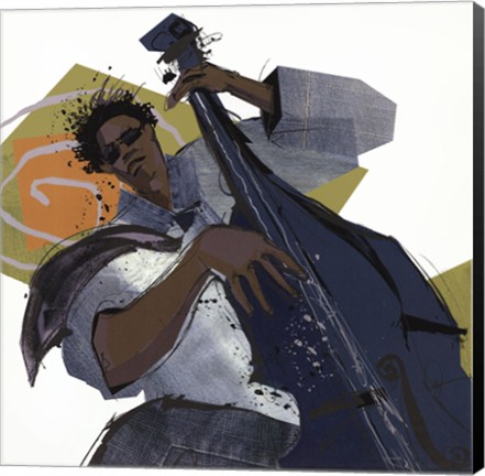 Framed Bass Player - mini Print