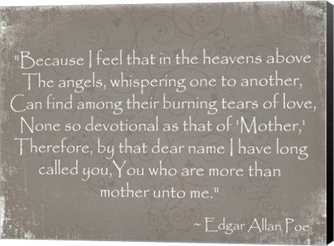 Framed More Than Mother, Edgar Allan Poe Print