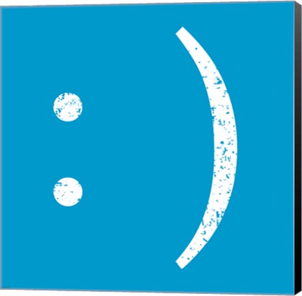 Framed Blue Smiley Print