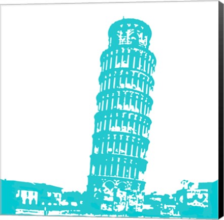 Framed Pisa in Aqua Print