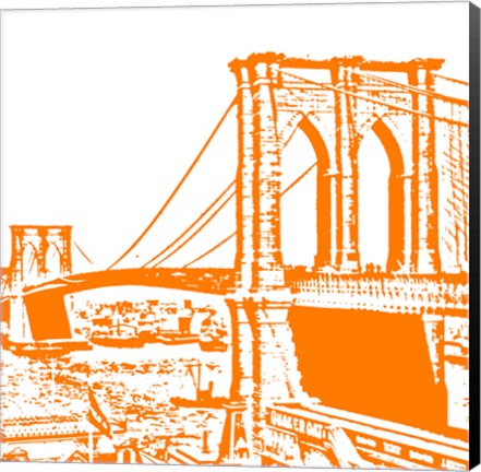 Framed Orange Brooklyn Bridge Print