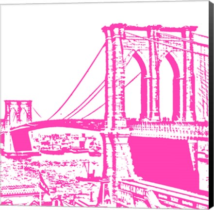 Framed Pink Brooklyn Bridge Print