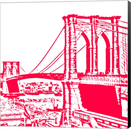 Framed Red Brooklyn Bridge Print