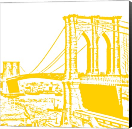 Framed Yellow Brooklyn Bridge Print