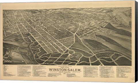 Framed Winston Salem, North Carolina in 1891 Print