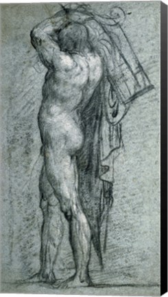 Framed Nude Man Carrying a Rudder on His Shoulder Print