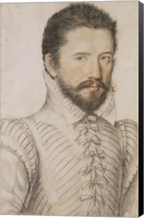 Framed Portrait of a Bearded Man Wearing a Slashed Doublet Print