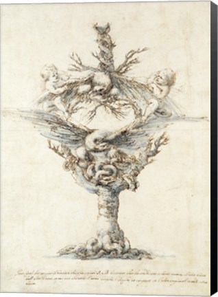 Framed Design for a Ewer with Eagles and PuttI Print