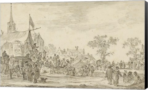 Framed Village Festival with Musicians Playing Outside a Tent Print