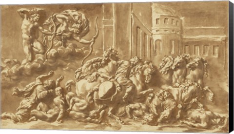 Framed Sons of Niobe Being Slain by Apollo and Diana Print