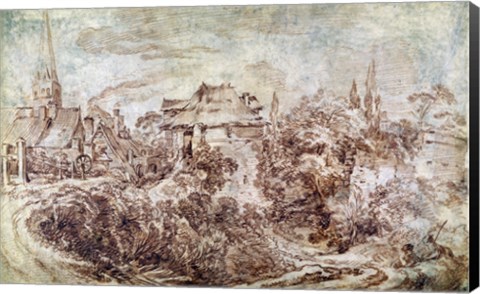 Framed Landscape with Figures Print