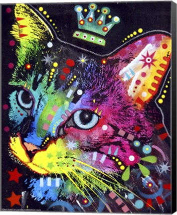 Framed Thinking Cat Crowned Print