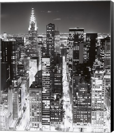 Framed Night Skyline NYC Print