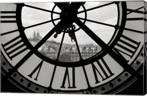 Framed Big Clock Horizontal Black and White Print