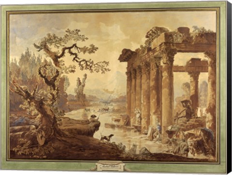 Framed Landscape with Ruins Print