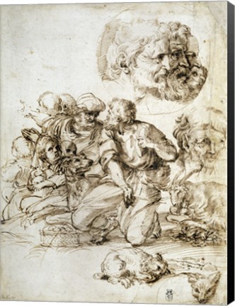 Framed Group of Shepherds, and Other Studies Print