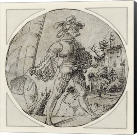 Framed Standard Bearer before a Castle Print