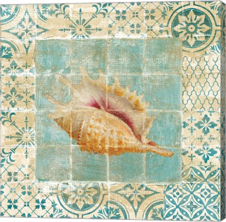 Framed Shell Tiles II Blue Print