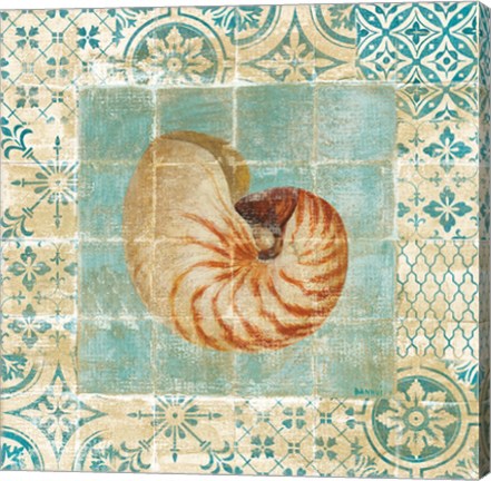 Framed Shell Tiles III Blue Print