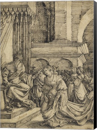 Framed Esther before Ahasuerus - drawing Print