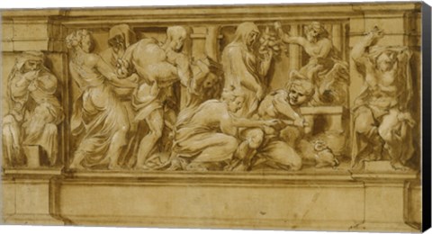 Framed Design for a Frieze with Worshippers Bringing Sacrificial Offerings Print