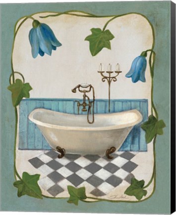 Framed Bell Flower Bath I on Ivory Print