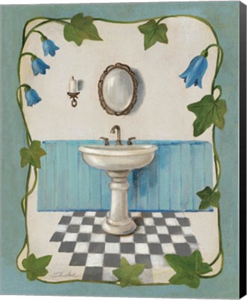 Framed Bell Flower Bath II on Ivory Print