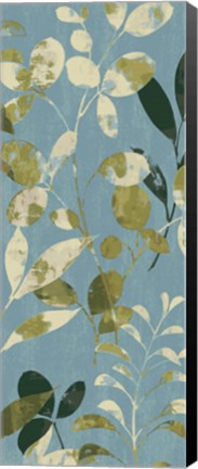 Framed Leaves on Blue II Print