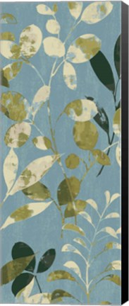 Framed Leaves on Blue II Print