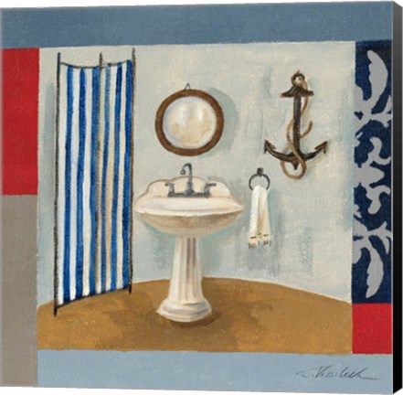 Framed Nautical Bath I Print