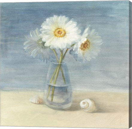 Framed Daisies and Shells Print