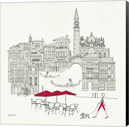 Framed World Cafel IV - Venice Red Print
