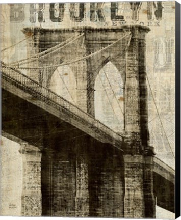 Framed Vintage NY Brooklyn Bridge Print