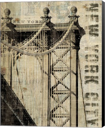 Framed Vintage NY Manhattan Bridge Print