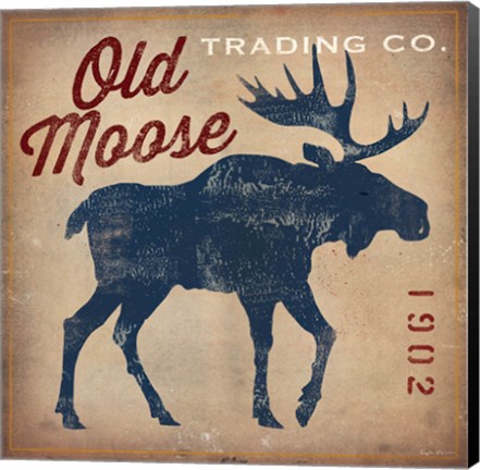 Framed Old Moose Trading Co.Tan Print