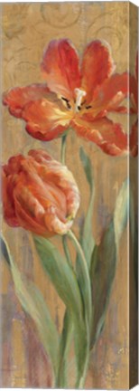 Framed Parrot Tulips on Gold II Print