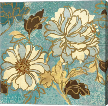 Framed Sophias Flowers I Blue Print