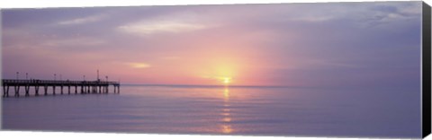 Framed Pier in the ocean at sunset, Caspersen Beach, Sarasota County, Venice, Florida, USA Print