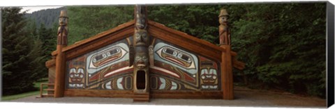 Framed Facade of a Clan House, Totem Bight State Historical Park, Ketchikan, Alaska, USA Print