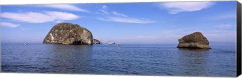 Framed Two large rocks in the ocean, Los Arcos, Bahia De Banderas, Puerto Vallarta, Jalisco, Mexico Print