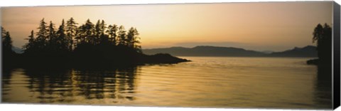 Framed Silhouette of trees in an island, Frederick Sound, Alaska, USA Print