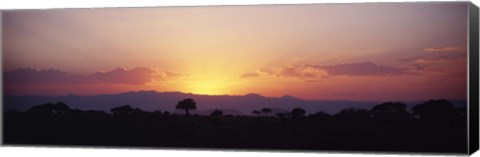 Framed Sunset over a landscape, Tarangire National Park, Tanzania Print