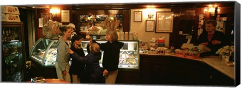 Framed Mother With Her Children In An Ice-Cream Parlor, Florence, Italy Print