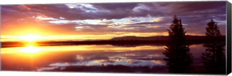 Framed Storm clouds over a lake at sunrise, Jenny Lake, Grand Teton National Park, Wyoming, USA Print