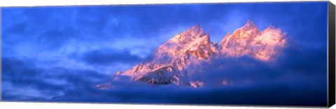 Framed Storm clouds over mountains, Cathedral Group, Teton Range, Grand Teton National Park, Wyoming, USA Print