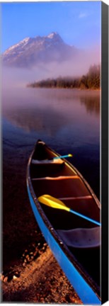 Framed Canoe and Leigh Lake in the Fog, Grand Teton National Park, Wyoming Print