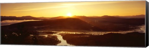 Framed Sunrise over mountains, Snake River, Signal Mountain, Grand Teton National Park, Wyoming, USA Print