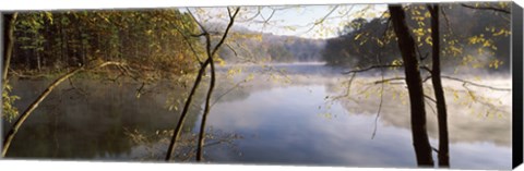 Framed Morning mist around a lake, Lake Vesuvius, Wayne National Forest, Ohio, USA Print