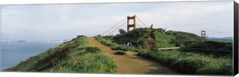 Framed Path leading towards a suspension bridge, Golden Gate Bridge, San Francisco, California, USA Print
