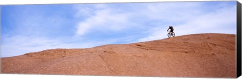 Framed Biker on Slickrock Trail, Moab, Grand County, Utah, USA Print